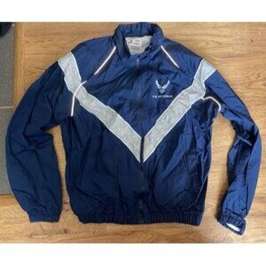 Mens U.S. Air Force Blue/Reflective Silver Embroidered Logo Zip Up Jacket Size M